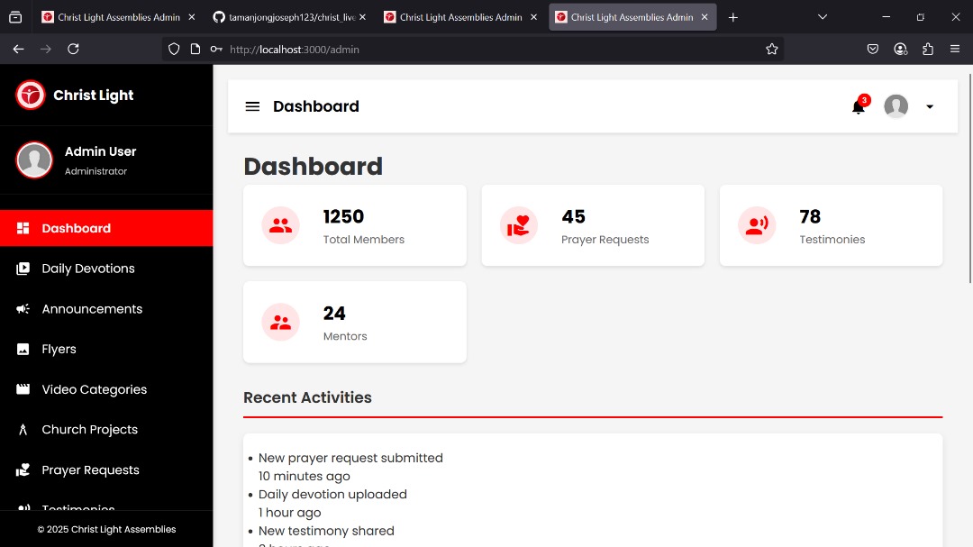 Christ Light Admin Panel